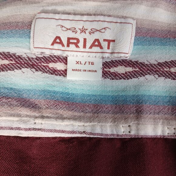 Ariat Maroon Denim Jacket Southwest Button Front Size XL - Picture 6 of 6